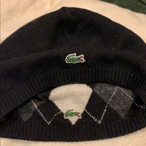 Reversible knit black Lacoste hat